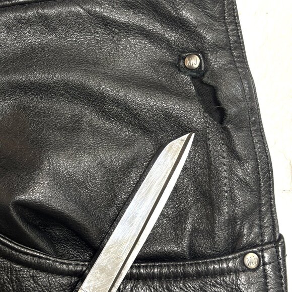 Wilson Leather M. Julian Pants Blk Moto Biker Pants 36 X 33 Vintage - Picture 15 of 15